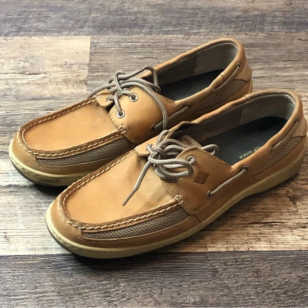 Sperry Leather Intrepid 2 Eye Boat Shoes Deck Dock Nautical EUC size 11.5W